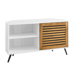Barnwood Solid White Polito Corner TV Stand for TVs up to 50" Adjustable Shelves