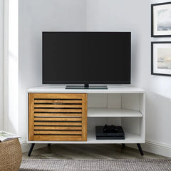 Barnwood/Solid White Polito Corner TV Stand for TVs up to 50" modern Style