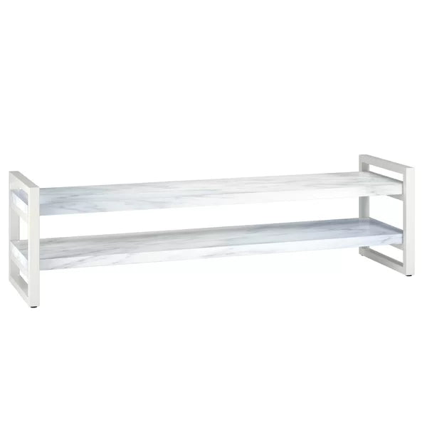 Solid Wood with Sturdy White Metal Legs Poly TV Stand for TVs up to 75" Perfect for Living Room