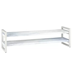 Solid Wood with Sturdy White Metal Legs Poly TV Stand for TVs up to 75" Perfect for Living Room