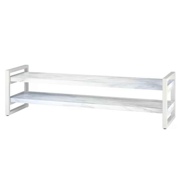 Solid Wood with Sturdy White Metal Legs Poly TV Stand for TVs up to 75" Perfect for Living Room