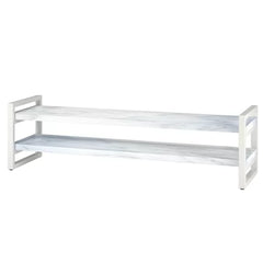 Solid Wood with Sturdy White Metal Legs Poly TV Stand for TVs up to 75" Perfect for Living Room