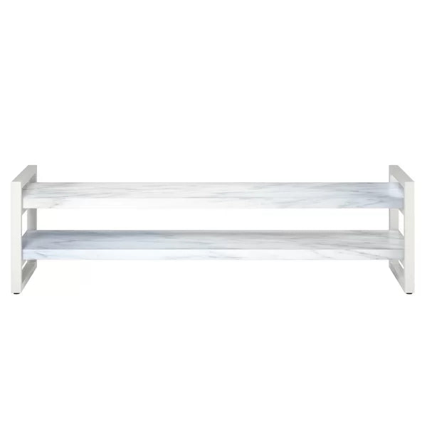 Solid Wood with Sturdy White Metal Legs Poly TV Stand for TVs up to 75" Perfect for Living Room