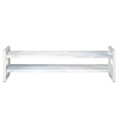 Solid Wood with Sturdy White Metal Legs Poly TV Stand for TVs up to 75" Perfect for Living Room