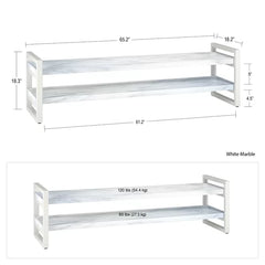 Solid Wood with Sturdy White Metal Legs Poly TV Stand for TVs up to 75" Perfect for Living Room