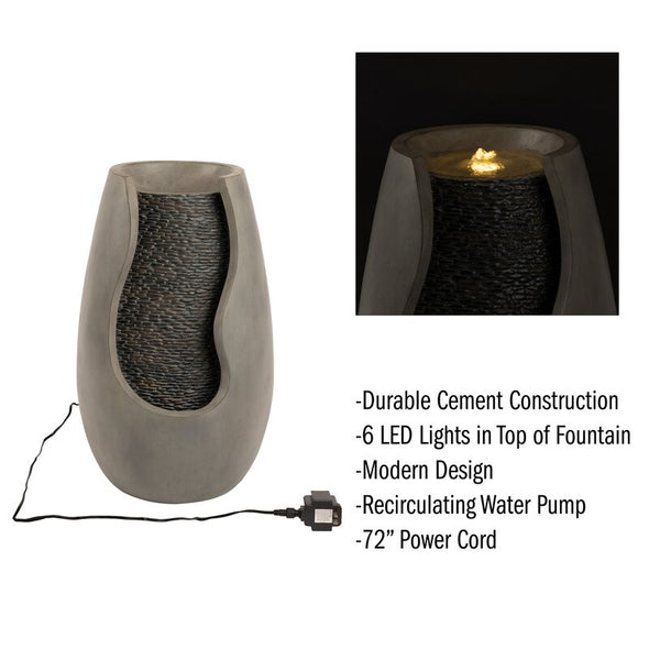 Polystone Modern Pot Outdoor Fountain Made of Durable Concrete