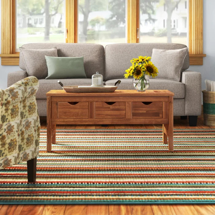Ponce Solid Wood Coffee Table with Storage and Has a Light Finish