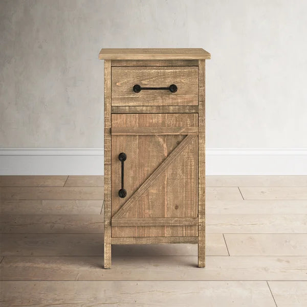 Pooler 33.75'' Tall 1 - Drawer Solid Wood Nightstand in Brown Distressed Finish