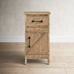 Pooler 33.75'' Tall 1 - Drawer Solid Wood Nightstand in Brown Distressed Finish