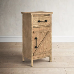 Pooler 33.75'' Tall 1 - Drawer Solid Wood Nightstand in Brown Distressed Finish