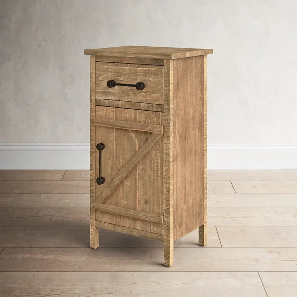 Pooler 33.75'' Tall 1 - Drawer Solid Wood Nightstand in Brown Distressed Finish