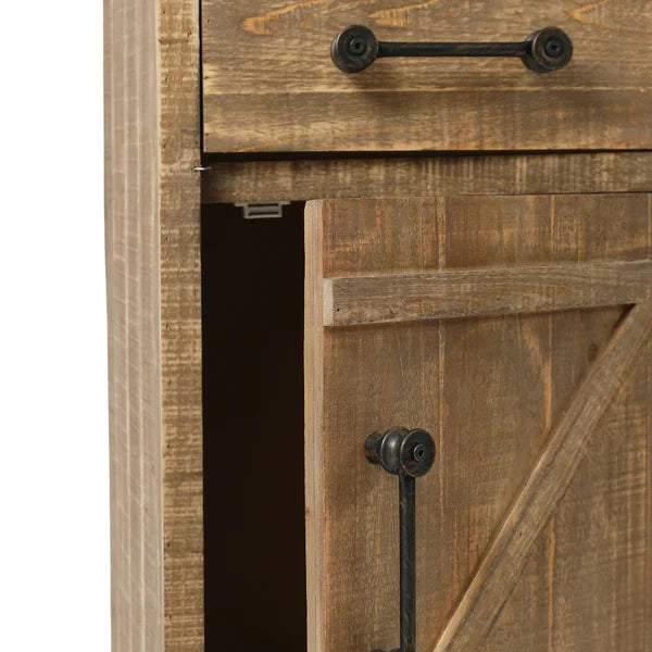 Pooler 33.75'' Tall 1 - Drawer Solid Wood Nightstand in Brown Distressed Finish