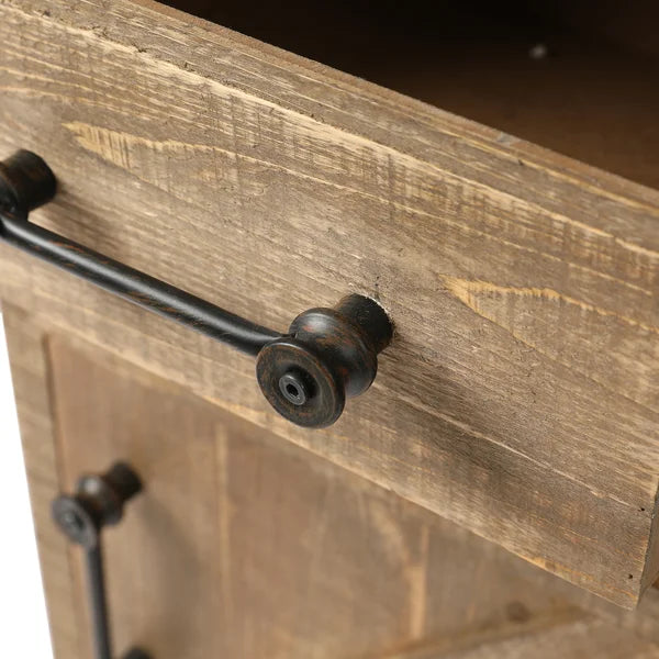 Pooler 33.75'' Tall 1 - Drawer Solid Wood Nightstand in Brown Distressed Finish