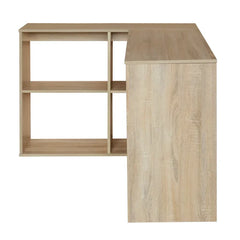Beech L-Shape Desk Cubes for Storage Sturdy Functional Providing a Perfect Office Corner
