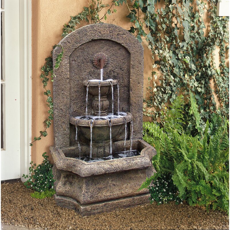 Daulton Resin Tree Stump and Rock Outdoor Fountain