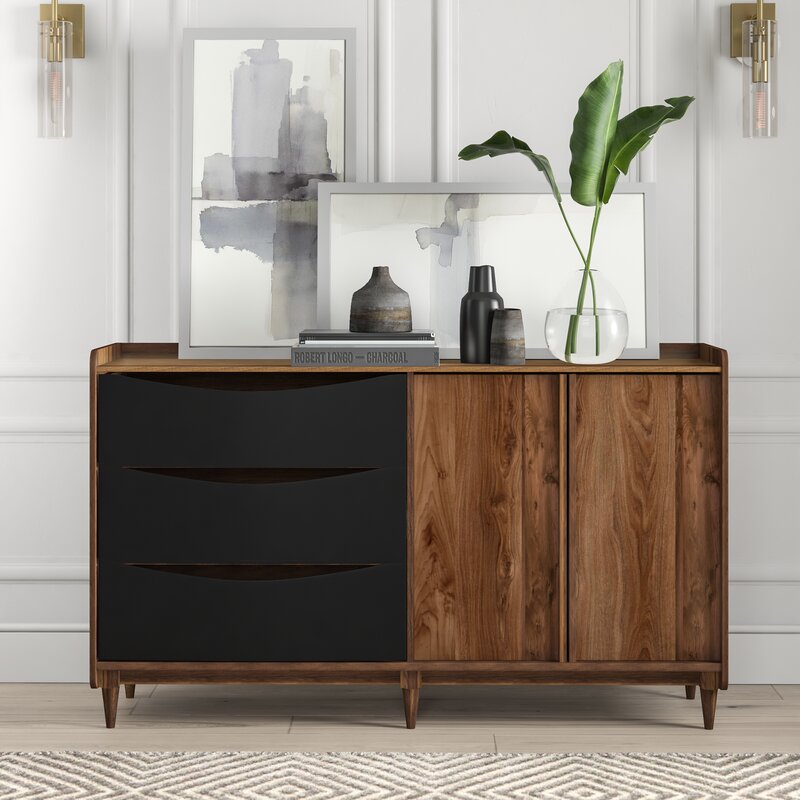 TV Stand for TVs up to 55" Features Three Drawers and One Cabinet