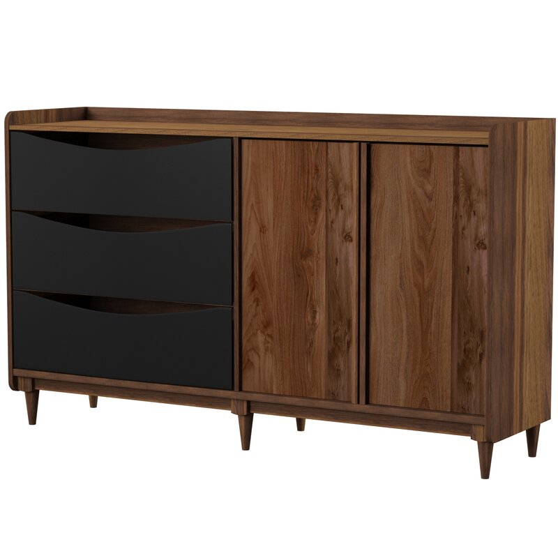 TV Stand for TVs up to 55" Features Three Drawers and One Cabinet
