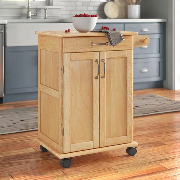 Prado 28.75'' Wide Rolling Kitchen Cart with Solid Wood Top