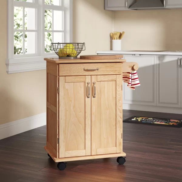 Prado 28.75'' Wide Rolling Kitchen Cart with Solid Wood Top