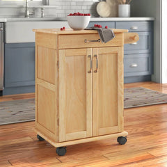 Prado 28.75'' Wide Rolling Kitchen Cart with Solid Wood Top
