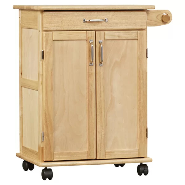 Prado 28.75'' Wide Rolling Kitchen Cart with Solid Wood Top