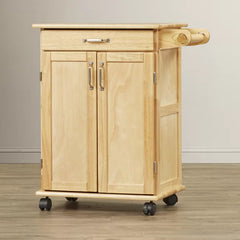 Prado 28.75'' Wide Rolling Kitchen Cart with Solid Wood Top