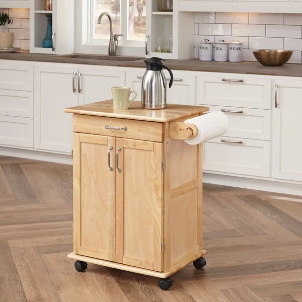 Prado 28.75'' Wide Rolling Kitchen Cart with Solid Wood Top