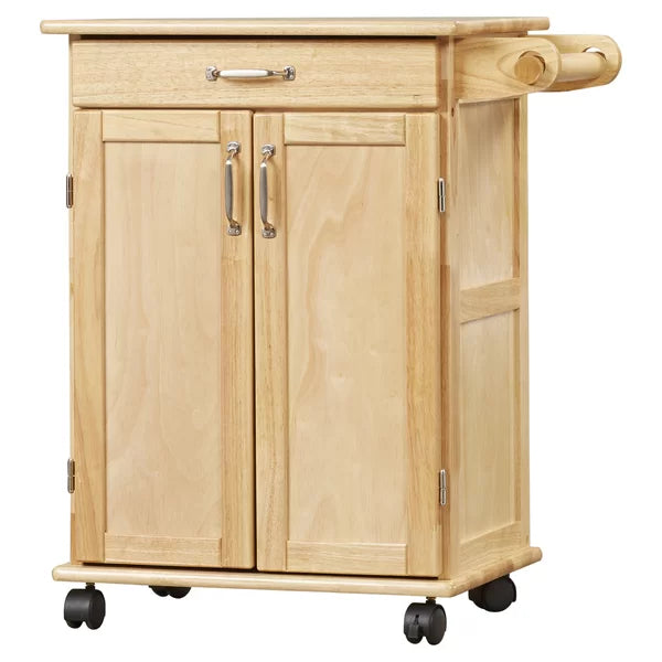 Prado 28.75'' Wide Rolling Kitchen Cart with Solid Wood Top