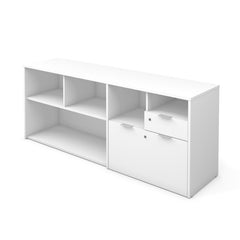 White 71.1'' Wide 2 - Drawer Filing Credenza One Utility Drawer, One File Drawer with Letter/Legal Filing System and Five Open Storage Compartments