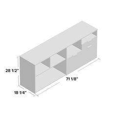 White 71.1'' Wide 2 - Drawer Filing Credenza One Utility Drawer, One File Drawer with Letter/Legal Filing System and Five Open Storage Compartments