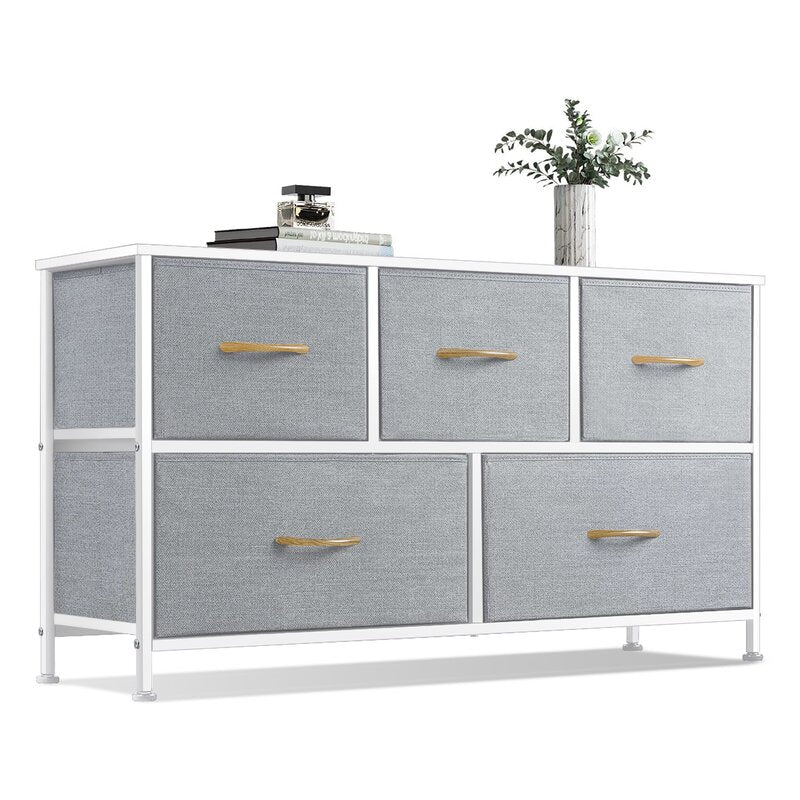 5 Drawer Storage Chest 5 Easy-to-Pull Fabric Drawers 2 Bigger Drawers