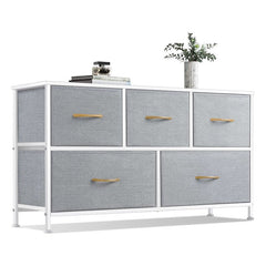5 Drawer Storage Chest 5 Easy-to-Pull Fabric Drawers 2 Bigger Drawers