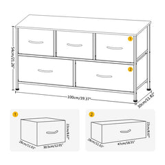5 Drawer Storage Chest 5 Easy-to-Pull Fabric Drawers 2 Bigger Drawers