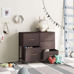 5 Drawer Storage Chest Easy to Assemble  5 Easy-to-Pull Fabric Drawers
