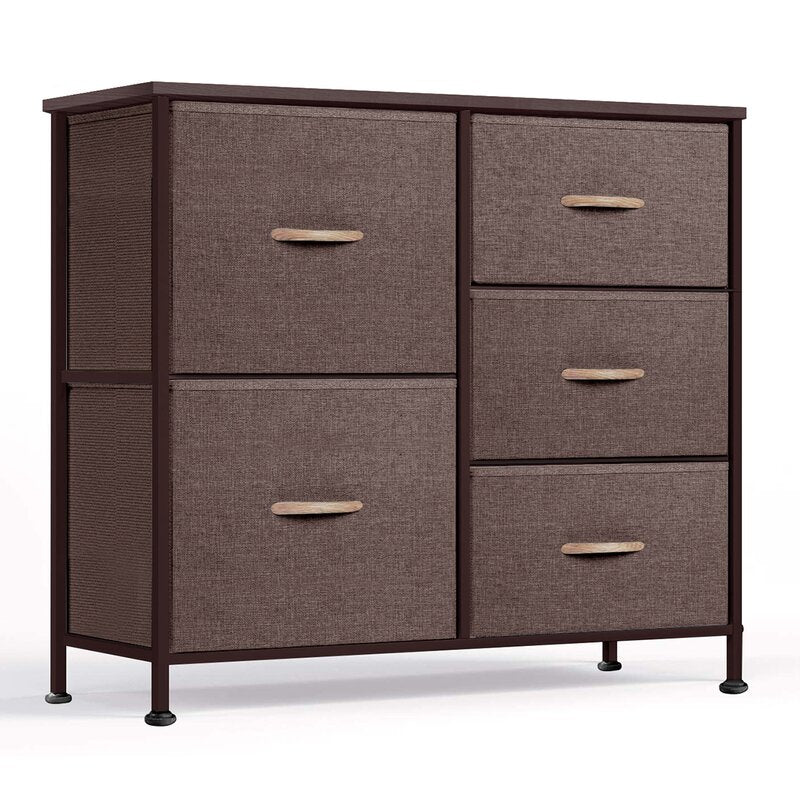 5 Drawer Storage Chest Easy to Assemble  5 Easy-to-Pull Fabric Drawers