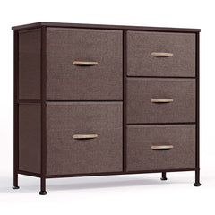 5 Drawer Storage Chest Easy to Assemble  5 Easy-to-Pull Fabric Drawers
