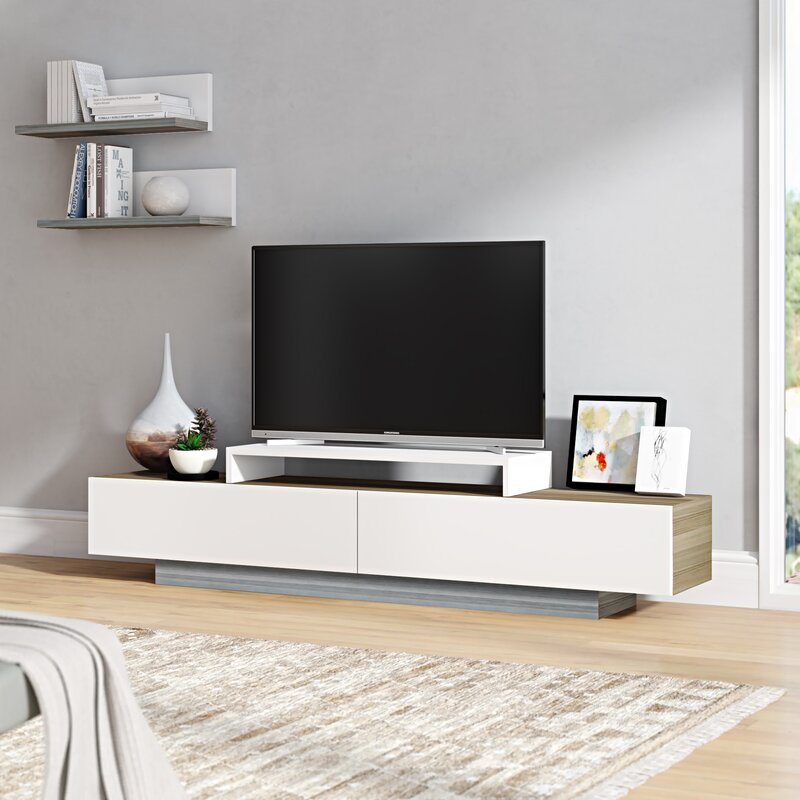 TV Stand for TVs up to 75" Modern and Way Too Artistic. This TV Stand Will Shine in your Room While Storing your Entertainment Sets