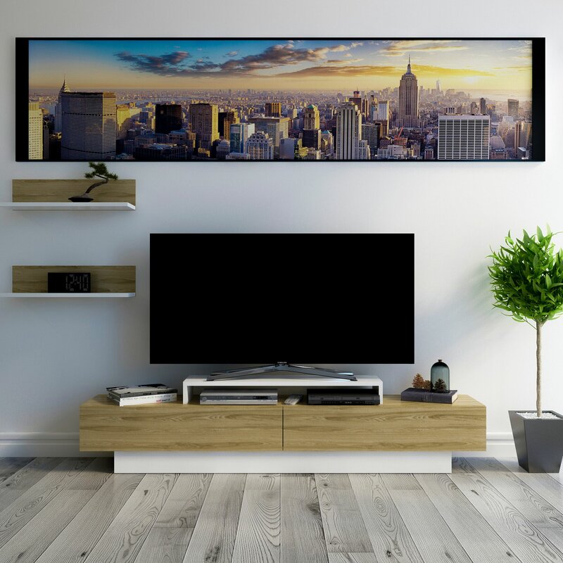 Oud oak and white Pritts TV Stand for TVs up to 75" Pure Modern and Way too Artistic