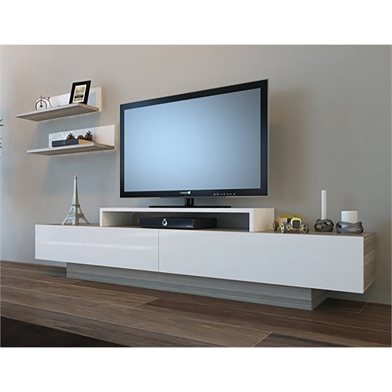 TV Stand for TVs up to 75" Modern and Way Too Artistic. This TV Stand Will Shine in your Room While Storing your Entertainment Sets