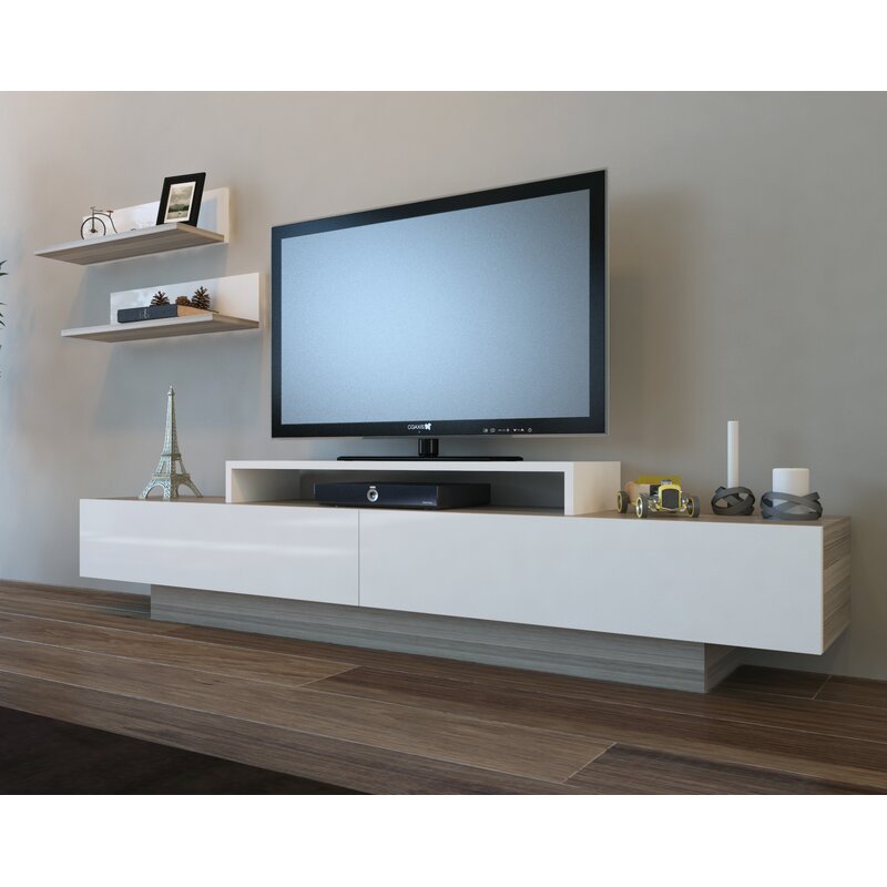 TV Stand for TVs up to 75" Modern and Way Too Artistic. This TV Stand Will Shine in your Room While Storing your Entertainment Sets