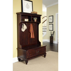 Espresso 40'' Wide Rubberwood Solid Wood Hall Tree with Bench Two Cubby Shelves are Perfect for Stowing Away Purses, Books, Or Baskets of Mail