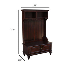 Espresso 40'' Wide Rubberwood Solid Wood Hall Tree with Bench Two Cubby Shelves are Perfect for Stowing Away Purses, Books, Or Baskets of Mail