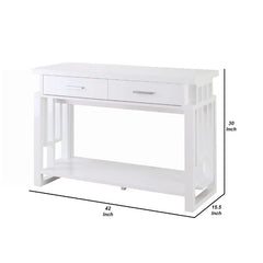 White Probolinggo 42'' Solid Wood Console Table Contemporary Style
