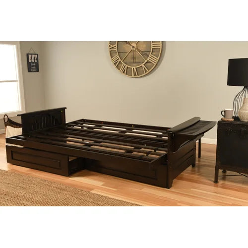 Pugmire Queen 87'' Wide Tufted Back Futon And Mattress with Storage Design