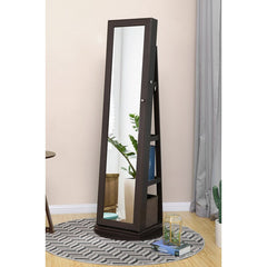 1 - Brown Jewelry Armoire with Mirror Spacious Jewelry Cabinet is Specially Designed for Jewelry Lovers 5 Compartments Can