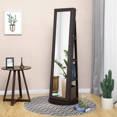 1 - Brown Jewelry Armoire with Mirror Spacious Jewelry Cabinet is Specially Designed for Jewelry Lovers 5 Compartments Can