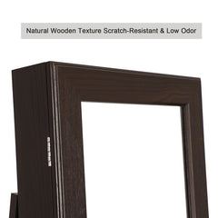 1 - Brown Jewelry Armoire with Mirror Spacious Jewelry Cabinet is Specially Designed for Jewelry Lovers 5 Compartments Can