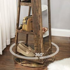 Rustic Brown Jewelry Armoire Mirror Spacious Cabinet