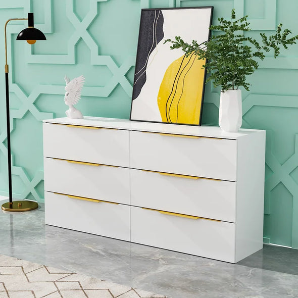 Qualin 6 Drawer 62.9'' W Double Dresser Clean Line Silhouettes and a Neutral