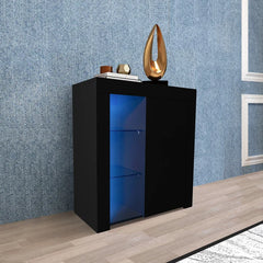 Black Radionas 33'' Tall 1 - Door Accent Cabinet 20 Colors of LED Lights Adjustable Shelves